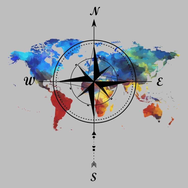Compass with world map
