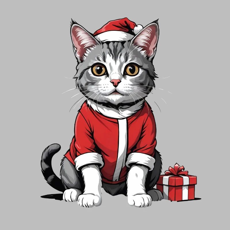 Chat de Noël Père Noël Chat Chat Chat Cadeau