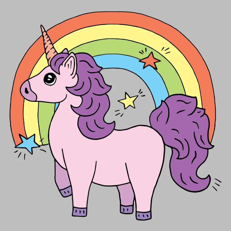 Einhorn Elsbeth vor einem Regenbogen