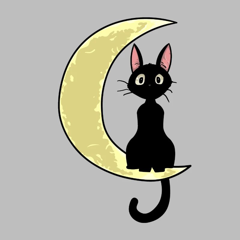 Chat assis sur une lune