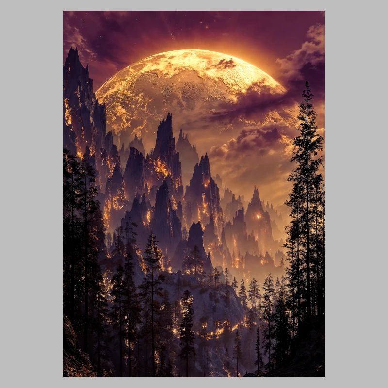 Fiery Summit at Dusk