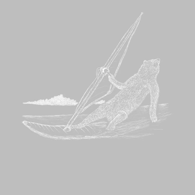 Windsurfender Bär surft cool über das Wasser