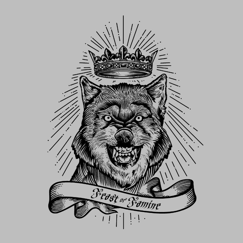 "Fest oder Hunger" gekrönter Wolf
