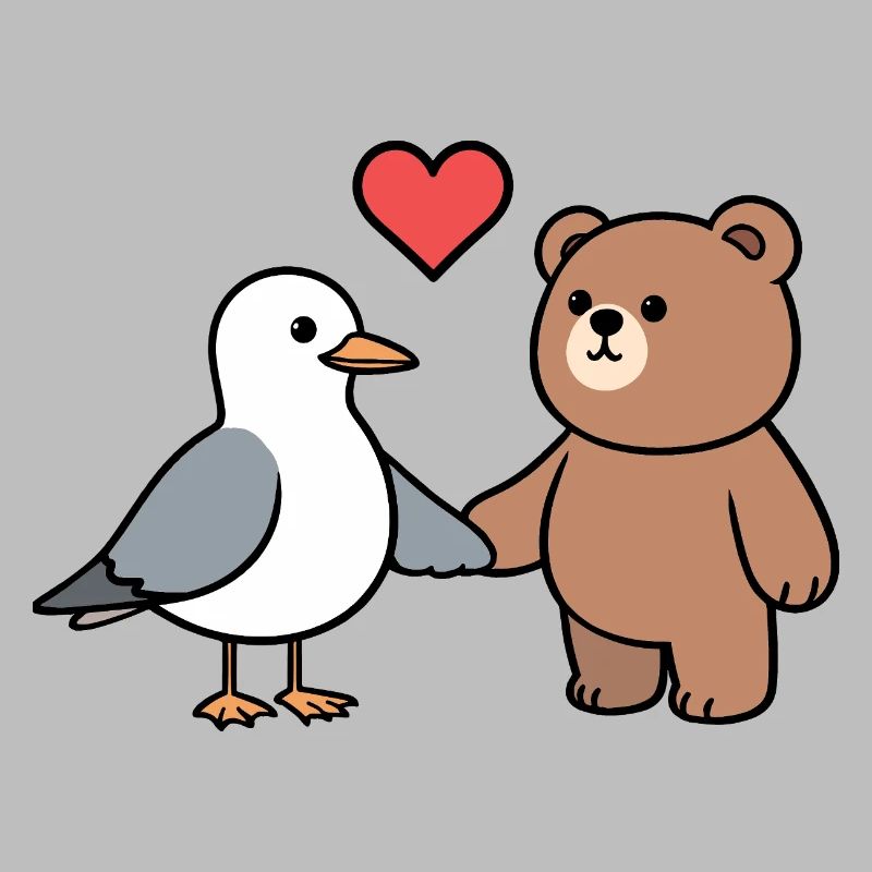 Möwe Braun Bär Freundschaft Liebe Herz Hände halte
