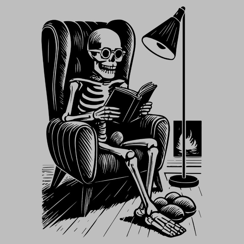 Squelette de lecture dans la chaise de lecture
