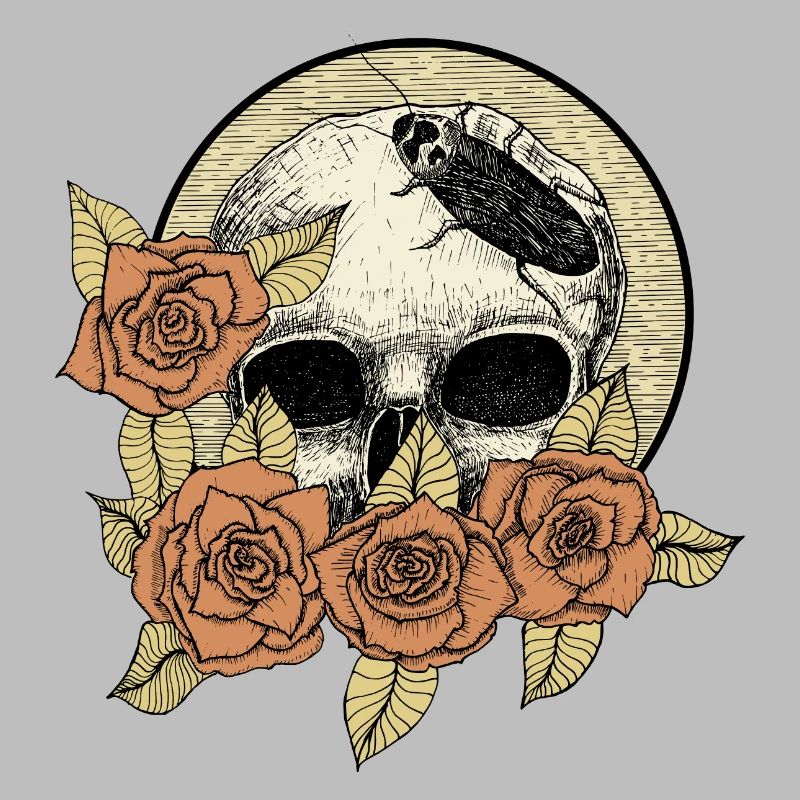 Rose und Schädel