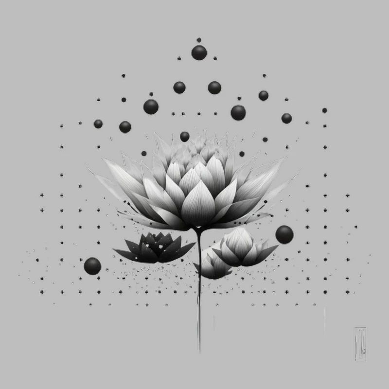 Conception de la nébuleuse du lotus en noir et blanc