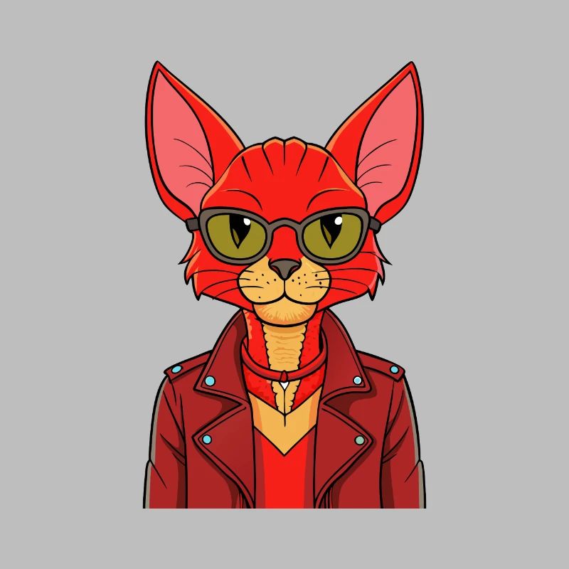 Red Devon Rex Funny Cartoon Kawaii Jacket Sunglass