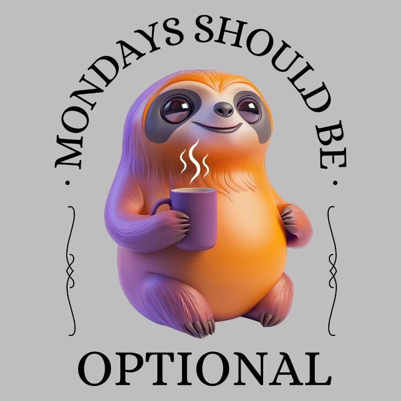 Coffee-Drinking Sloth – Relaxed & Pleasurable