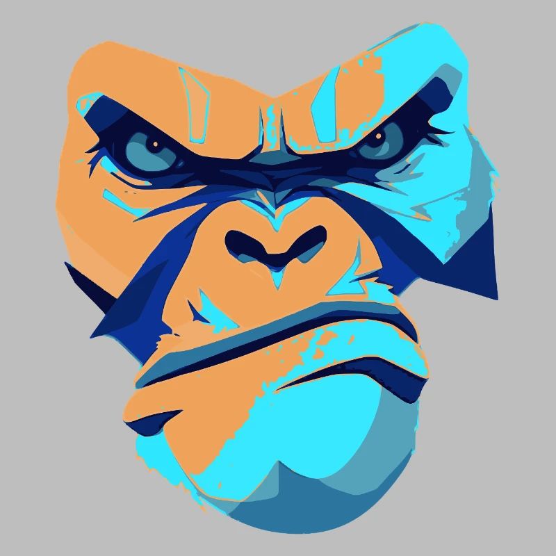 Imprimé imprété Gorille Bleu Devant