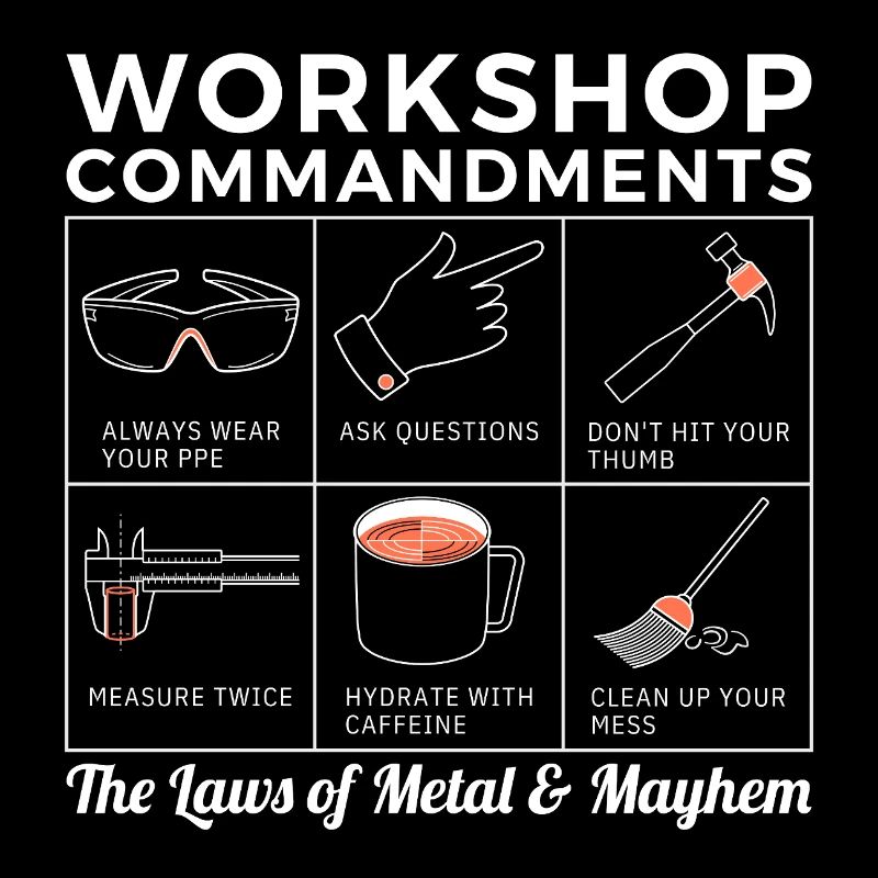 Workshop Rules, Sarcastic Machinist & Engineer Tee