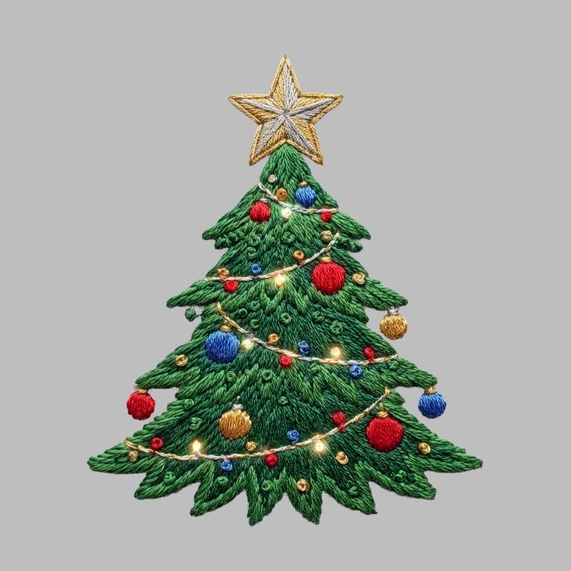 Embroidered Christmas tree – Christmas design (printed)