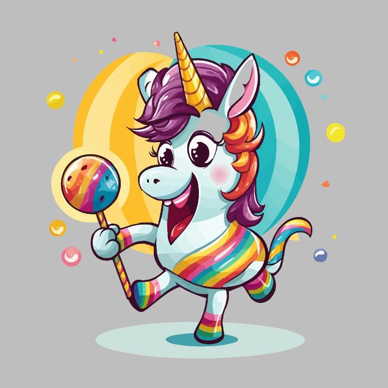 Regenbogen-Einhorn mit Lutscher