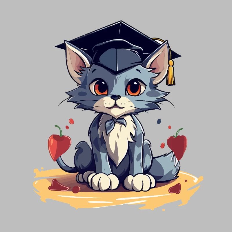 Abschluss Katze mit Graduationskappe