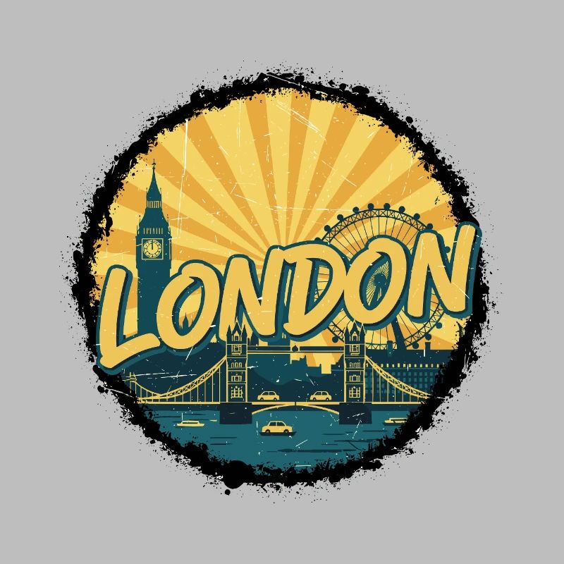 London City Skyline Tower Bridge Retro Badge