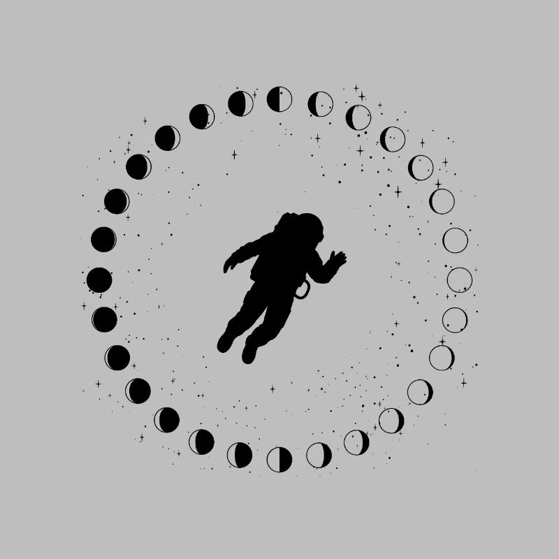 Astronaut mit Mondphasen und Sternen
