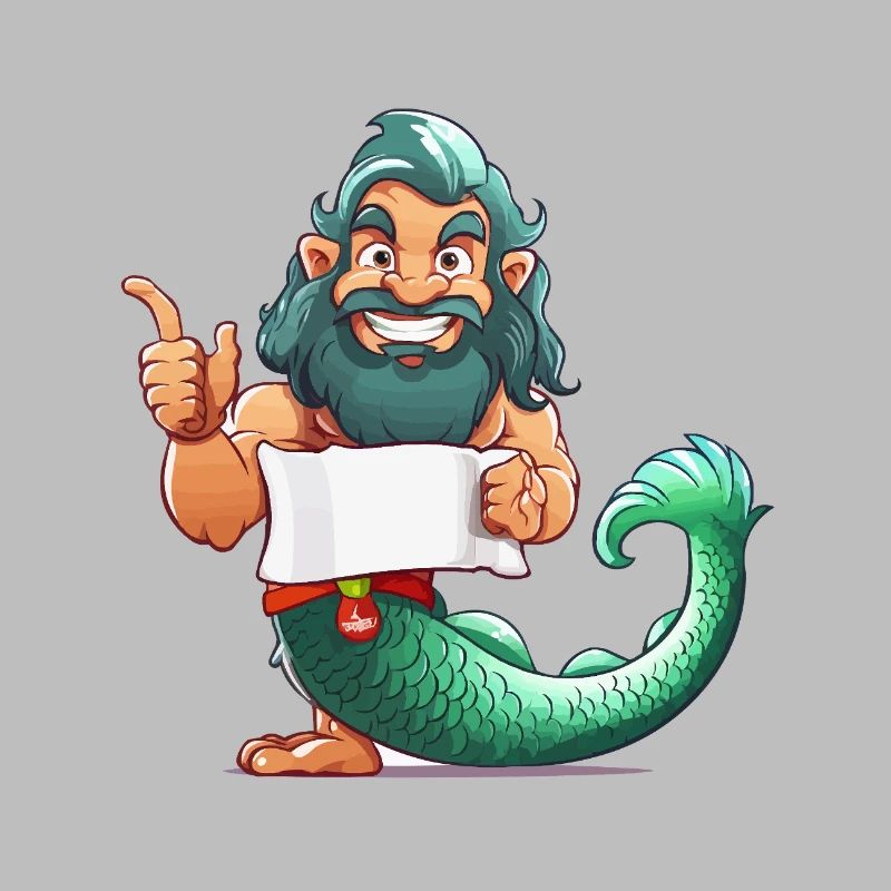 Meerheld mit Bart und Flosse