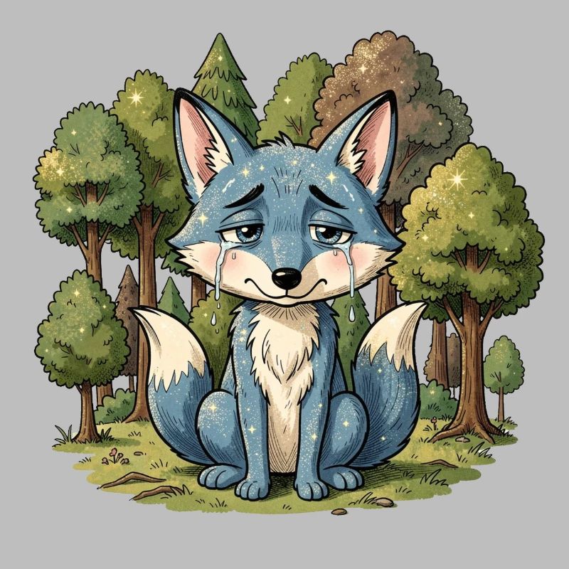 Blue fox animal sad forest