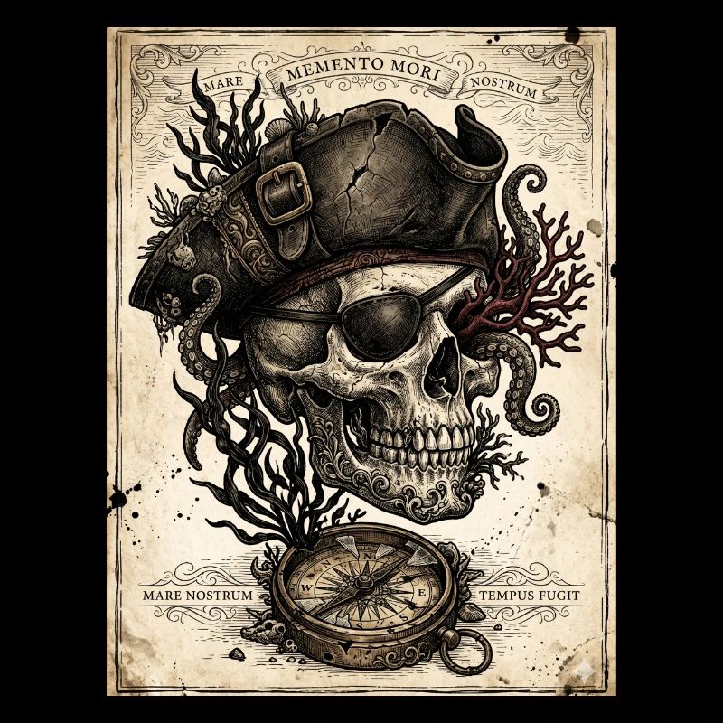 Piratenschädel und Kompass