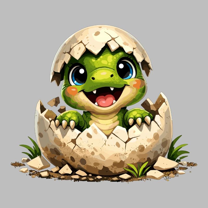 Un petit dinosaure mignon éclot de l’œuf
