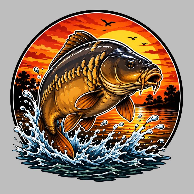 Sunset Mirror Carp Jump