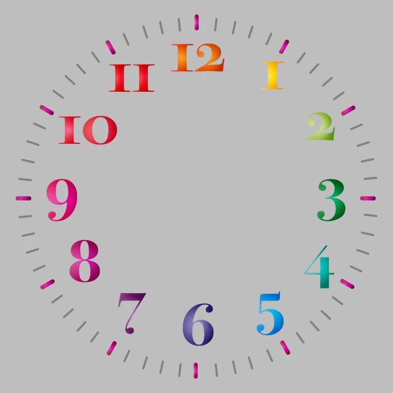 Dial with colored digits without clock hands