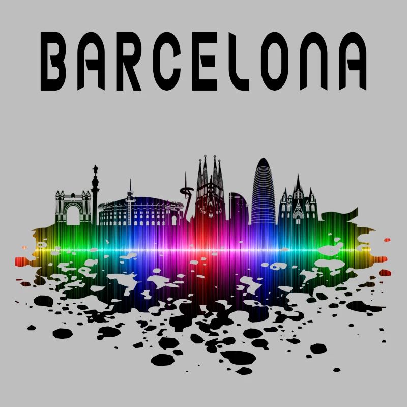Barcelona Skyline Splash Design / Geschenk