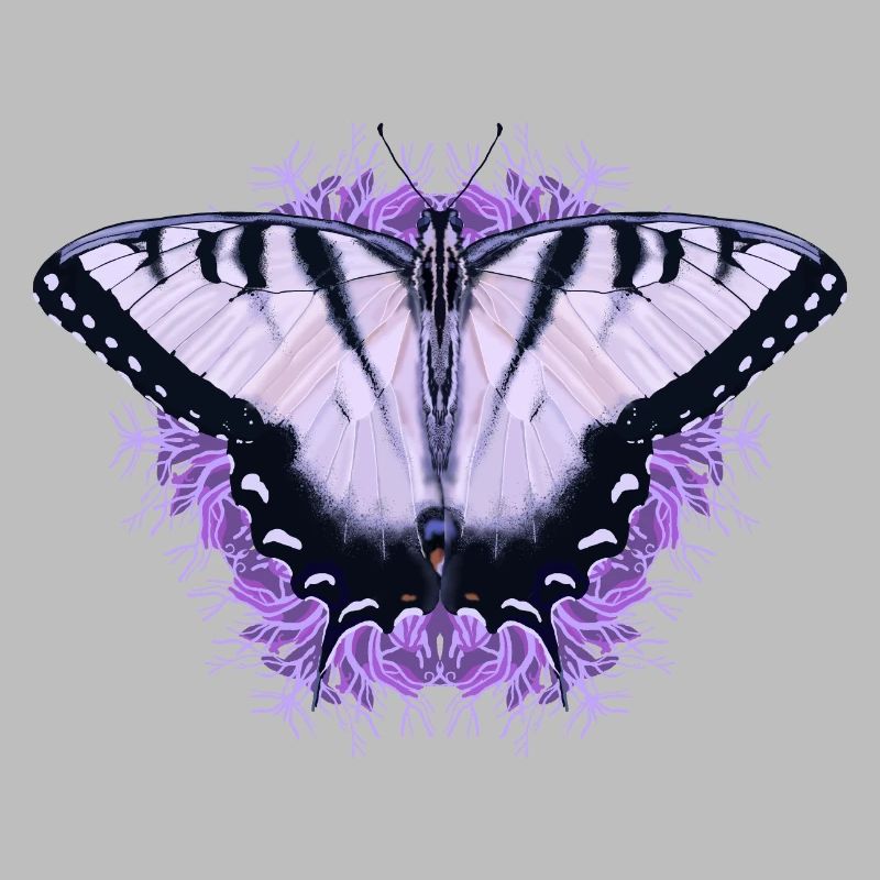 Papillon blanc à fleur pourpre