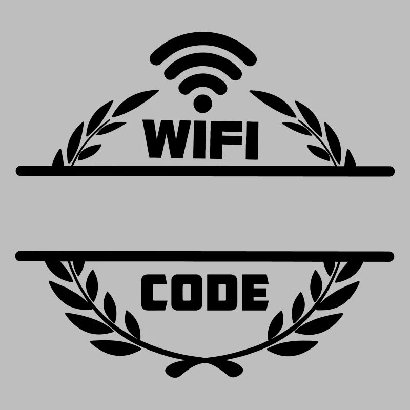 Code wifi dans une couronne de laurier avec barre de texte vierge
