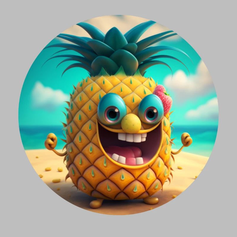 Fröhliche Ananas Comic Figur lacht
