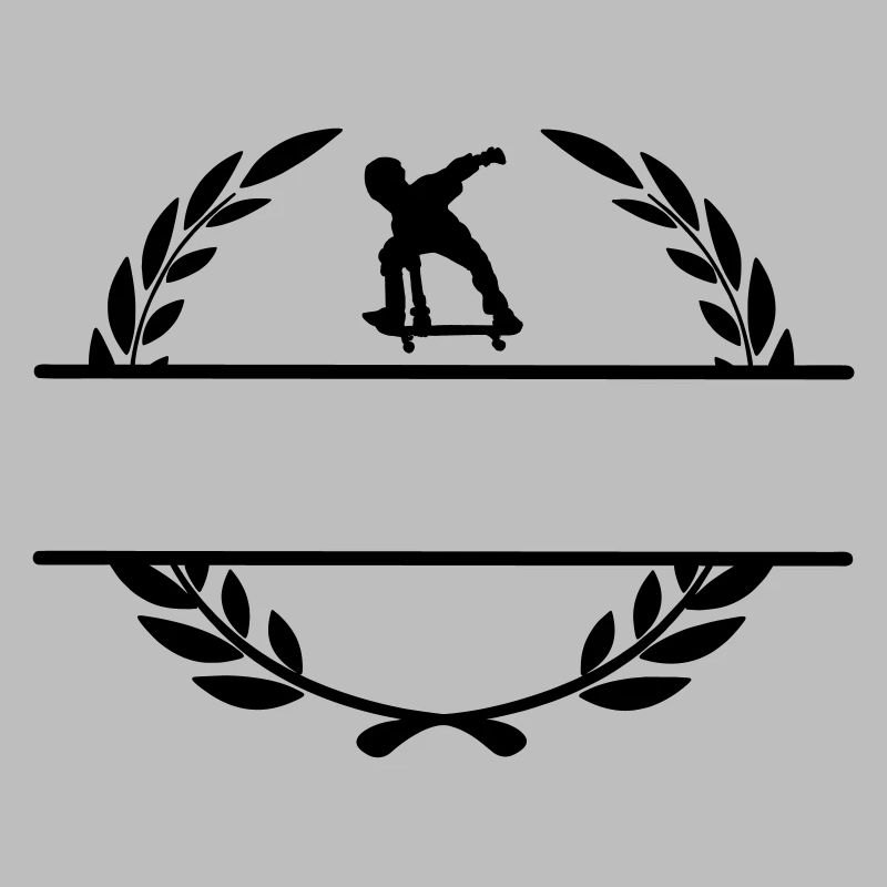 Monogramme skateborder dans une couronne de laurier