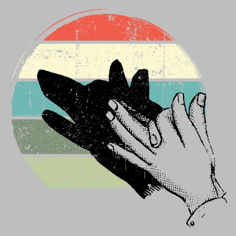 Retro Sunset Hand Silhouette