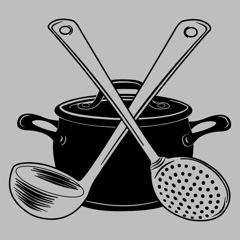 Pan soup spoon and slotted spoon light