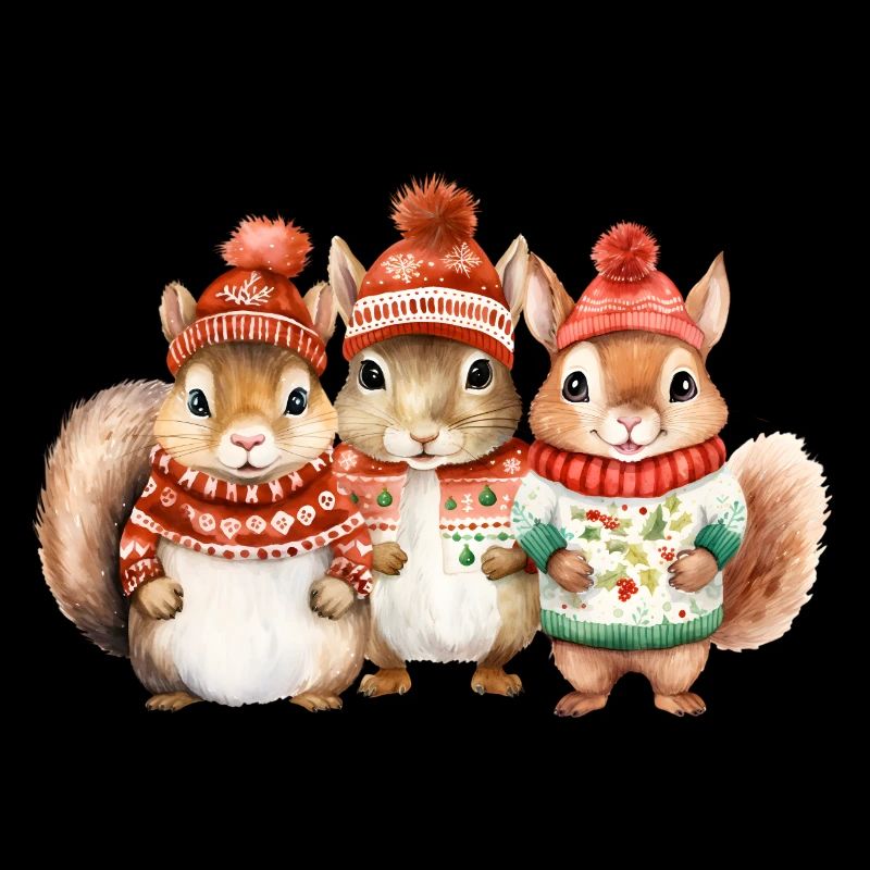 Winterliches Eichhörchen-Trio
