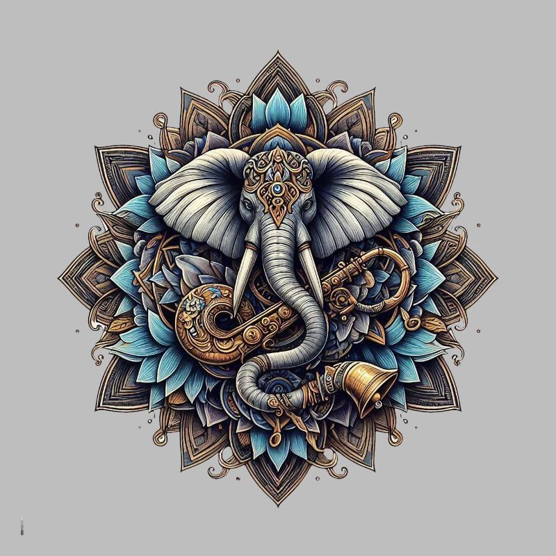 Mandala d’éléphants dans le style steampunk