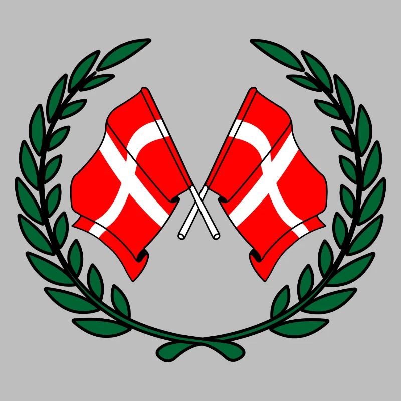 Drapeaux du Danemark en couronne de laurier