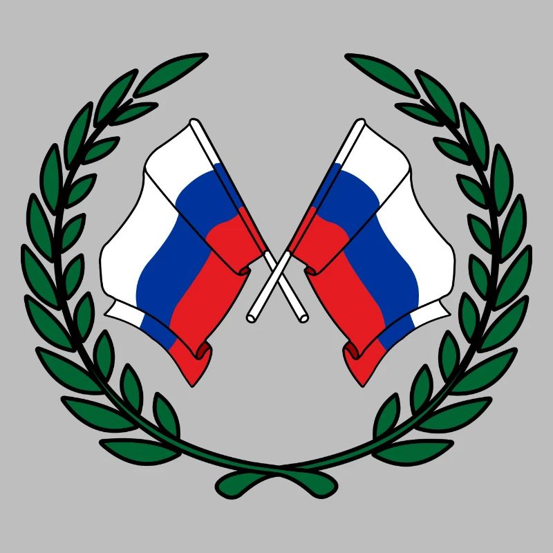 Drapeaux de la Russie en couronne de laurier