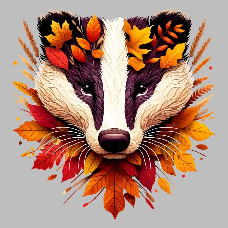 A badger, designed from different leaves