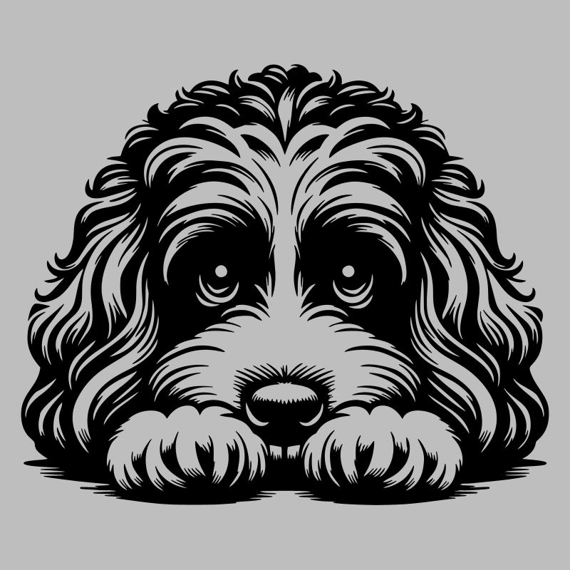 Cavapoo Kopf mit Pfoten