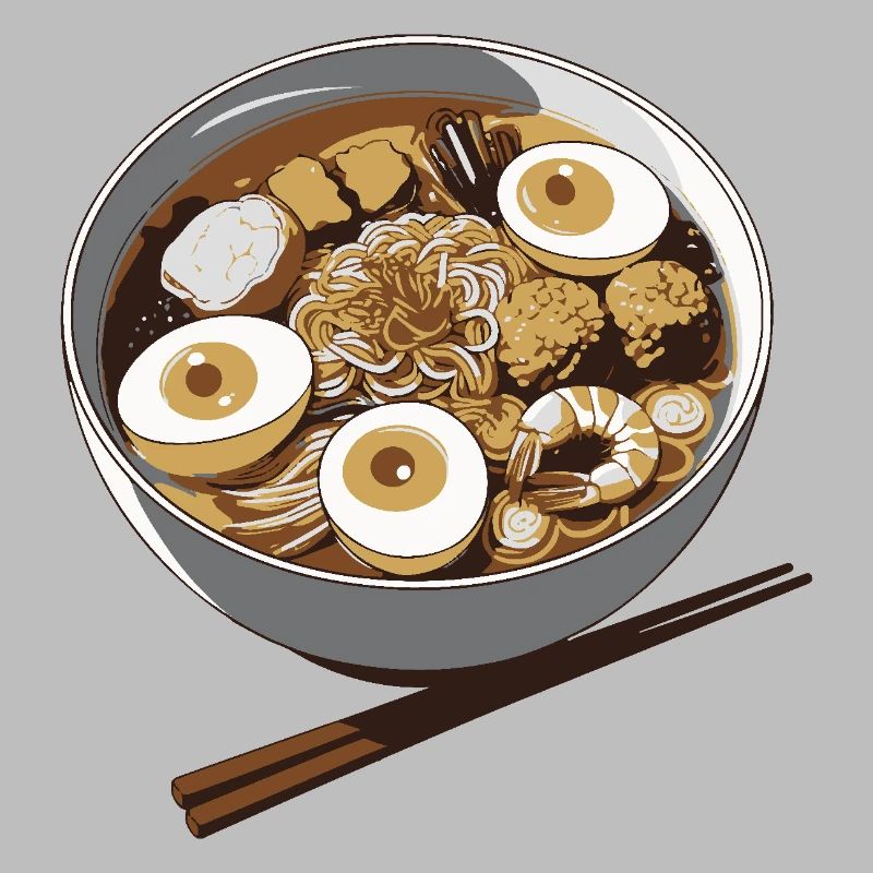 Ramen Eggs Bowl Illustration