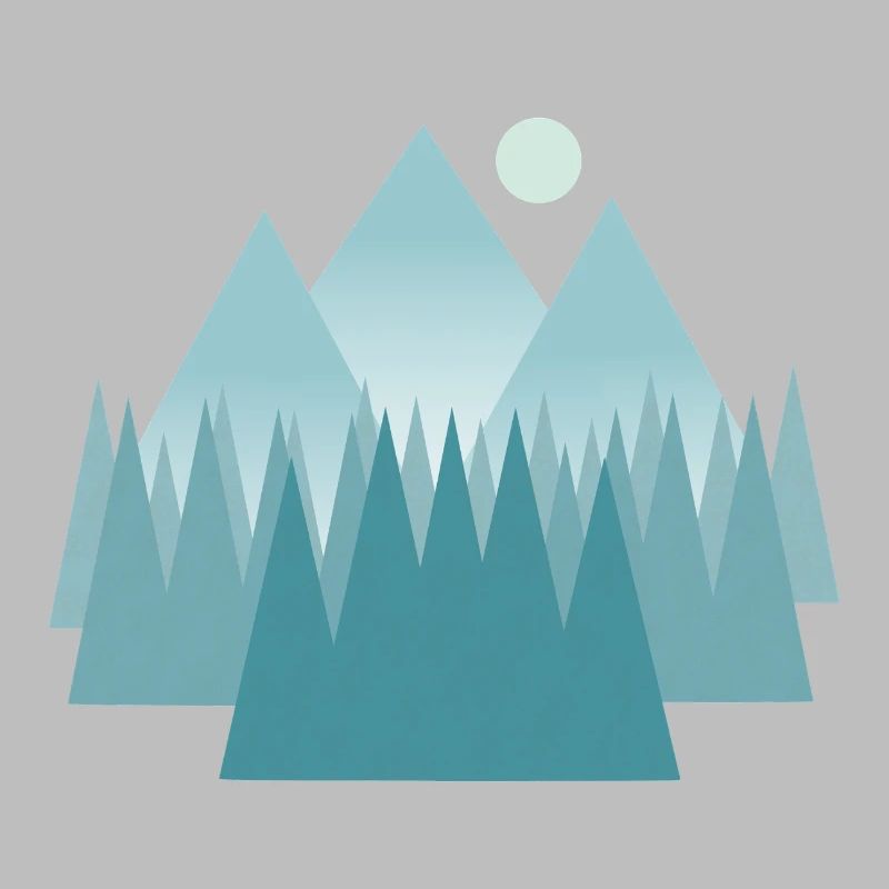 Astral mountain landscape in blue tones