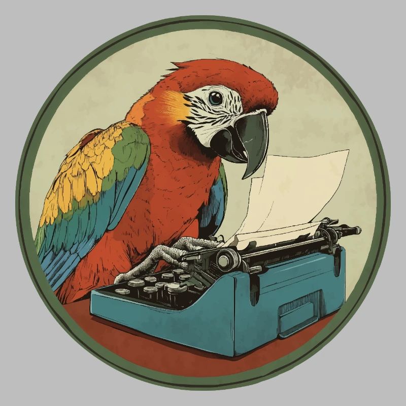 Parrot with typewriter – Feather-light and creative