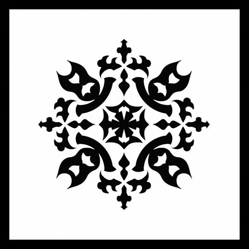 Motif complexe de flocon de neige noir