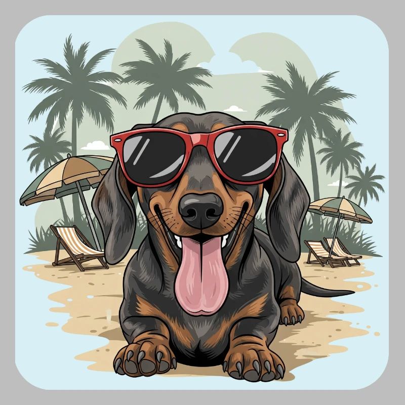 Dackel Beach Dackel Dackel mit cooler Brille