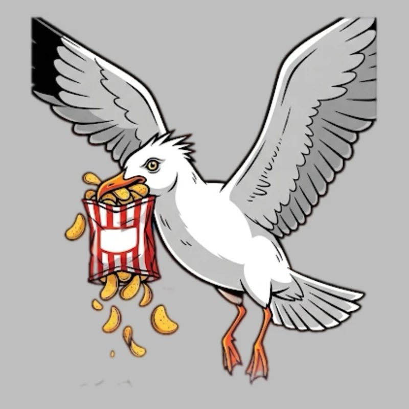 Möwe mit Chips Snack Design