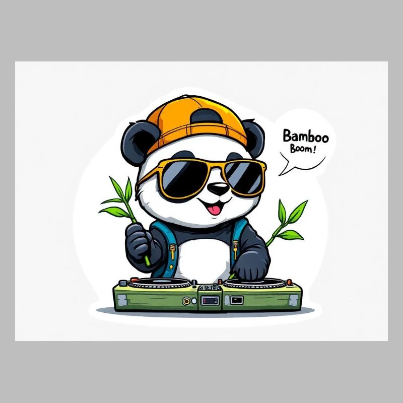Panda DJ avec Bâtons de Bambou