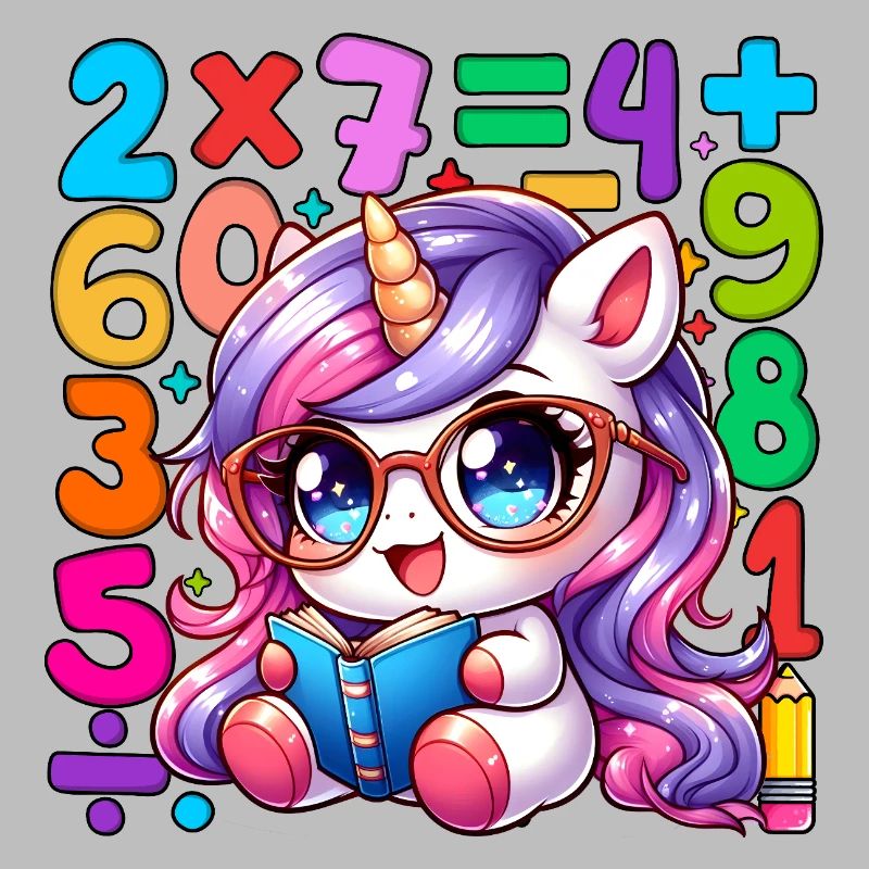 Number Day Whimsical Unicorn Math Learning Design