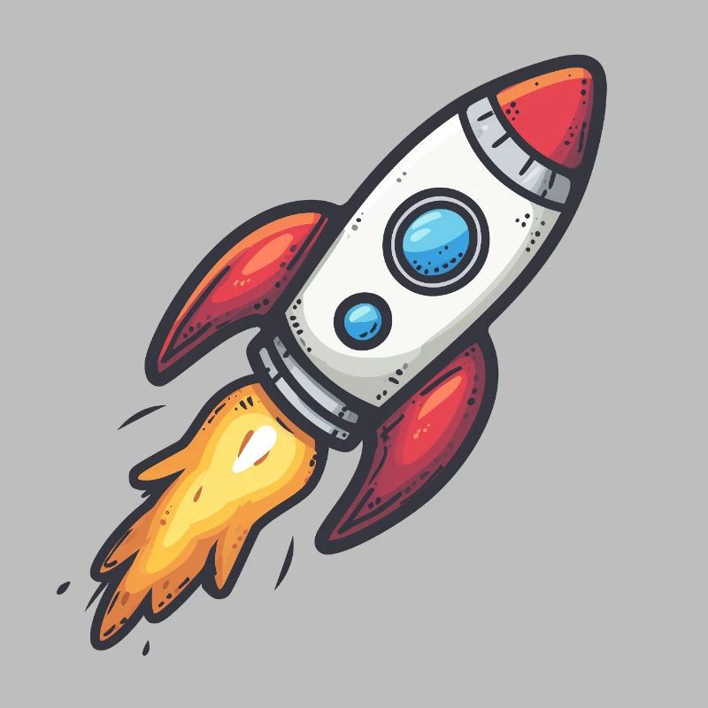 Cartoon Rocket Lightning Force