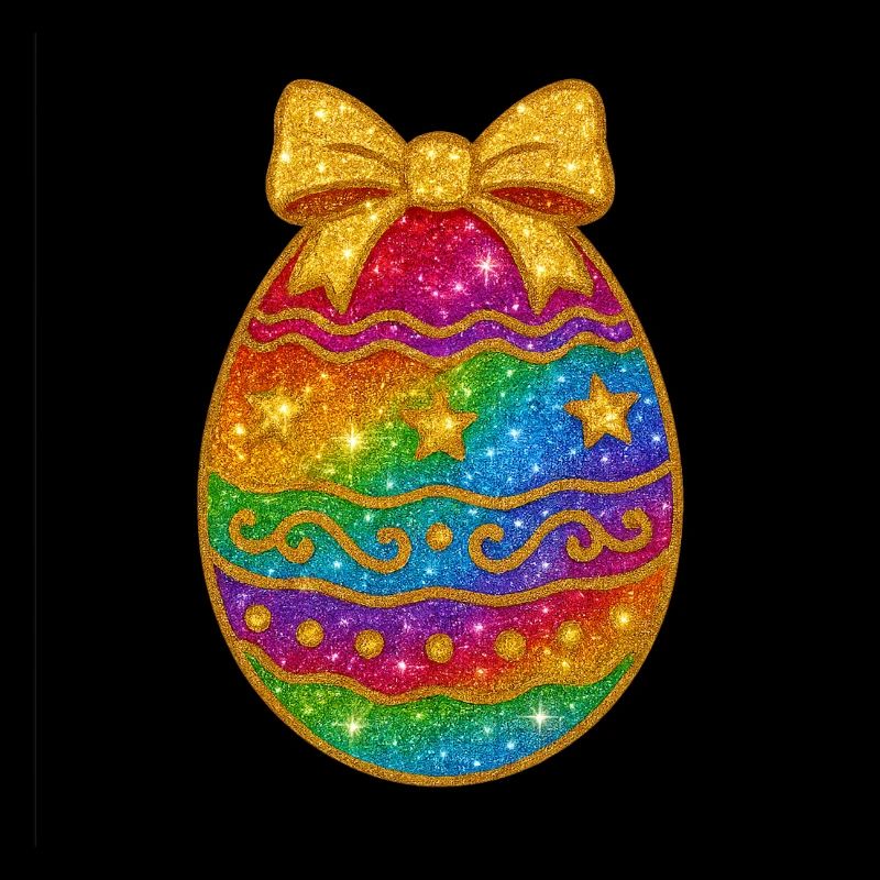 Regenbogen Glitzer-Ei mit Schleife