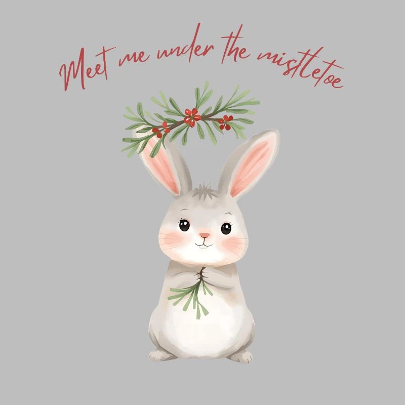 Lapin sous gui Conception de Noël